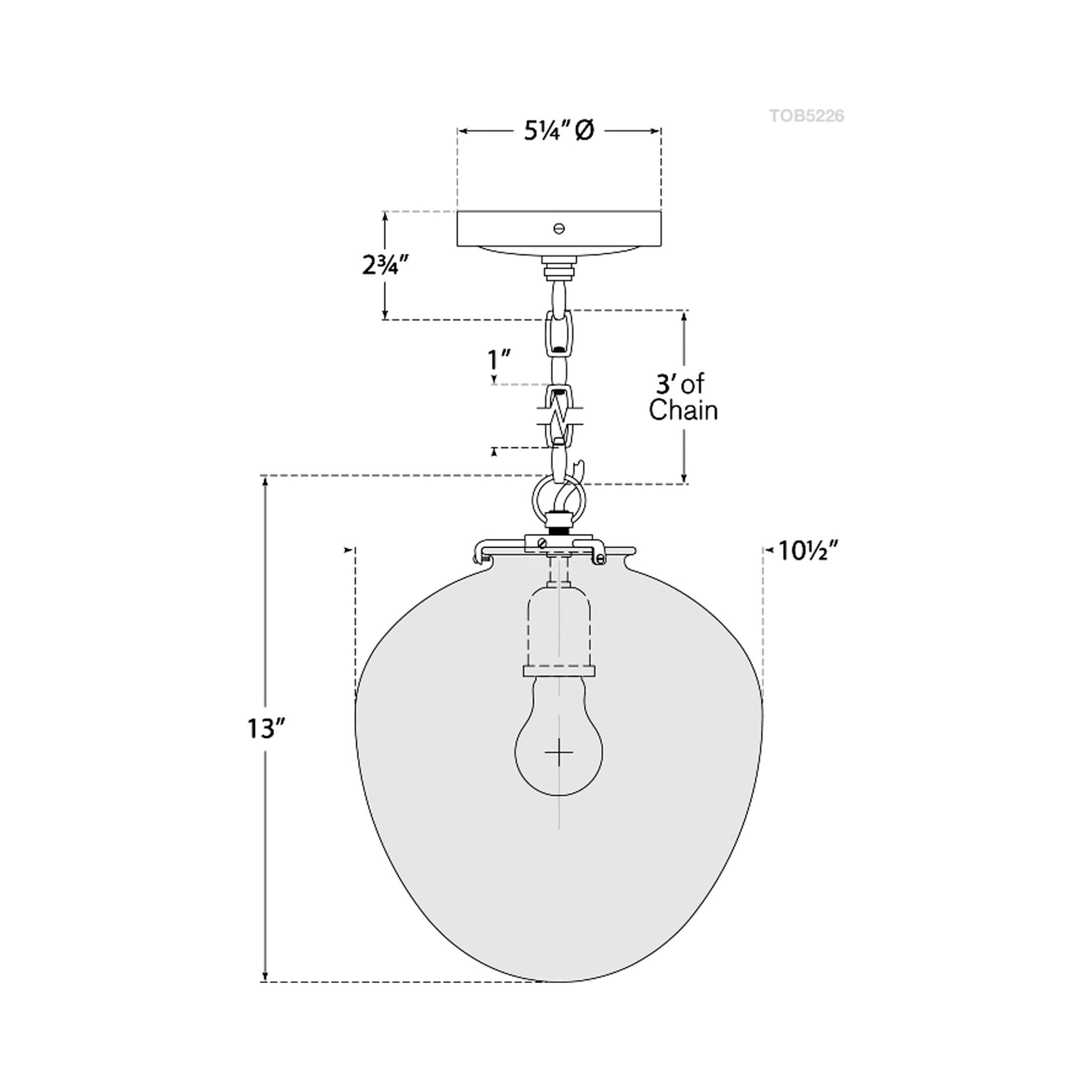 Katie Acorn Pendant Light - line drawing.