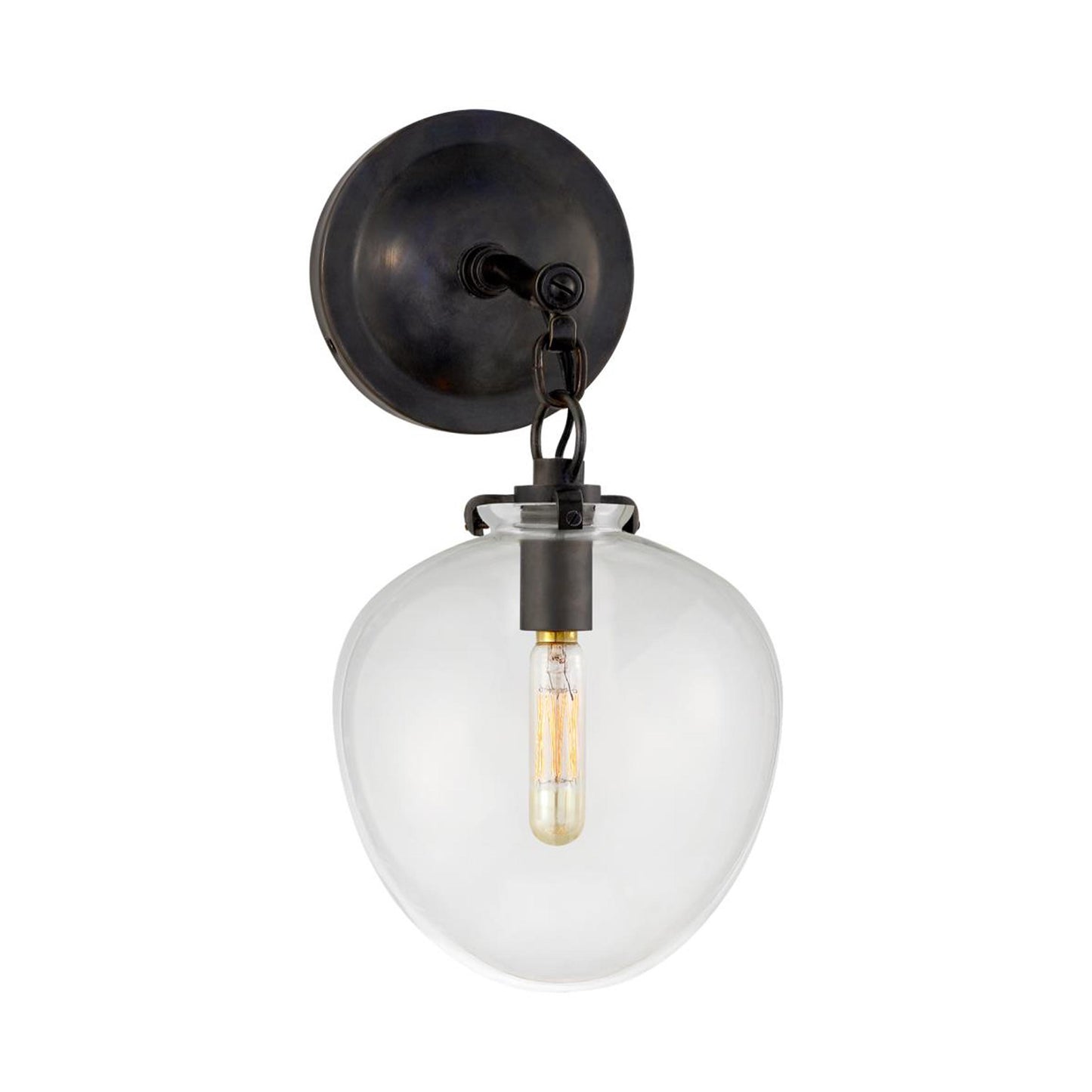 Katie Acorn Wall Light in Bronze/Clear Glass.