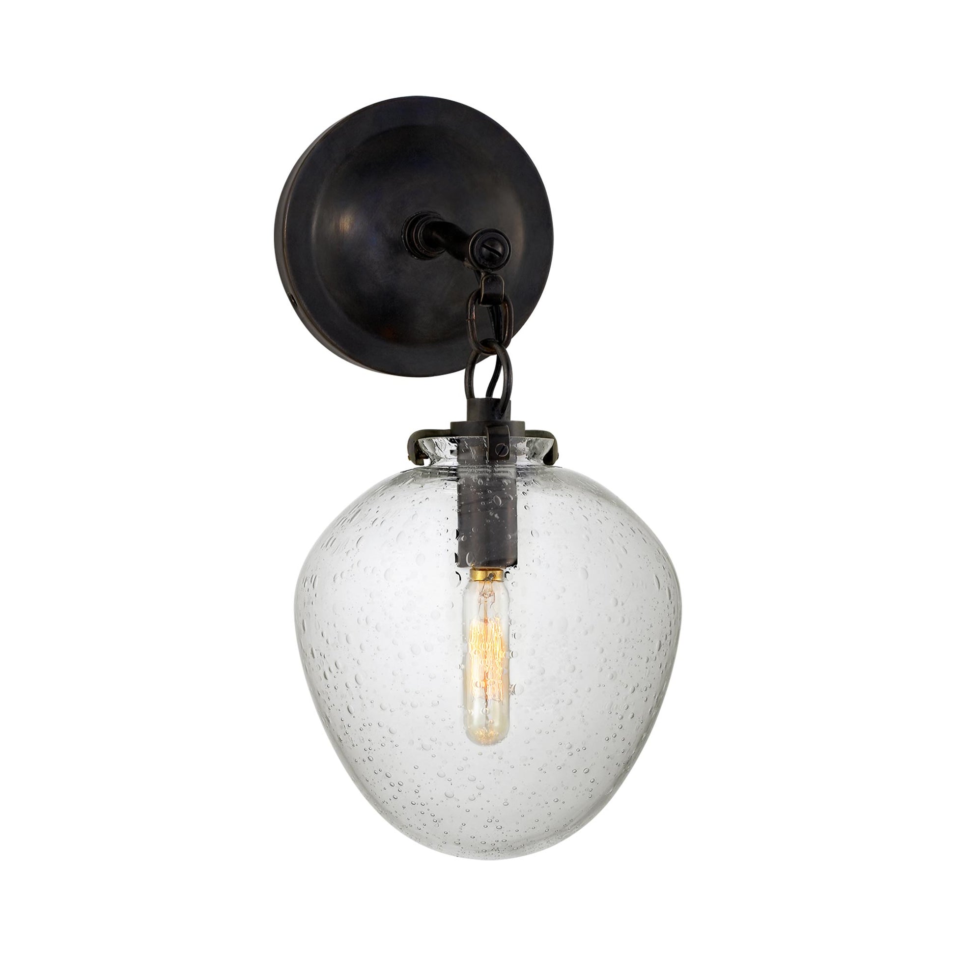 Katie Acorn Wall Light in Bronze/Seeded Glass.