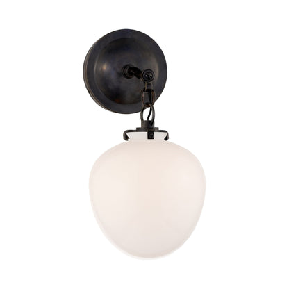 Katie Acorn Wall Light in Bronze/White Glass.