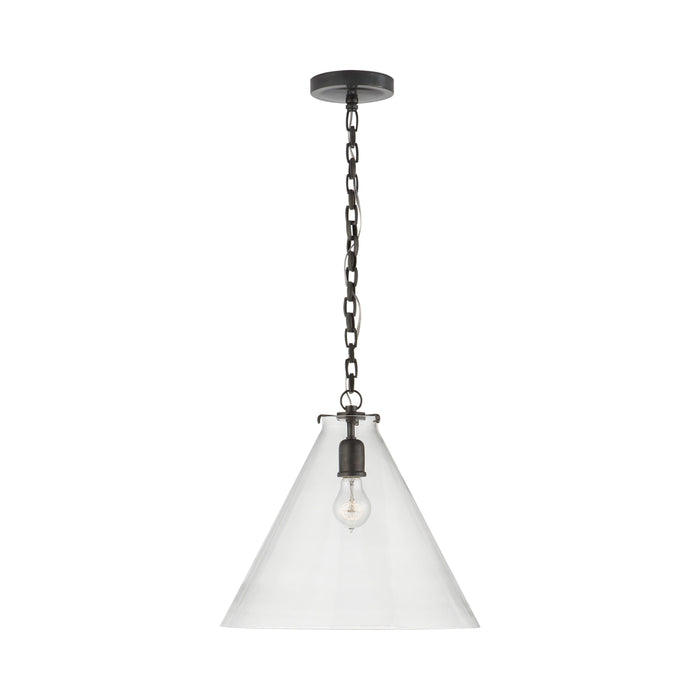 Katie Conical Pendant Light in Bronze/Clear Glass.