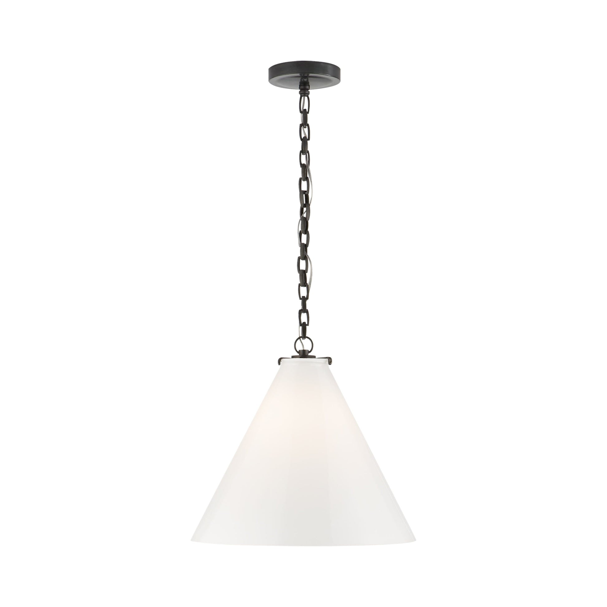 Katie Conical Pendant Light in Bronze (White Glass/Small).
