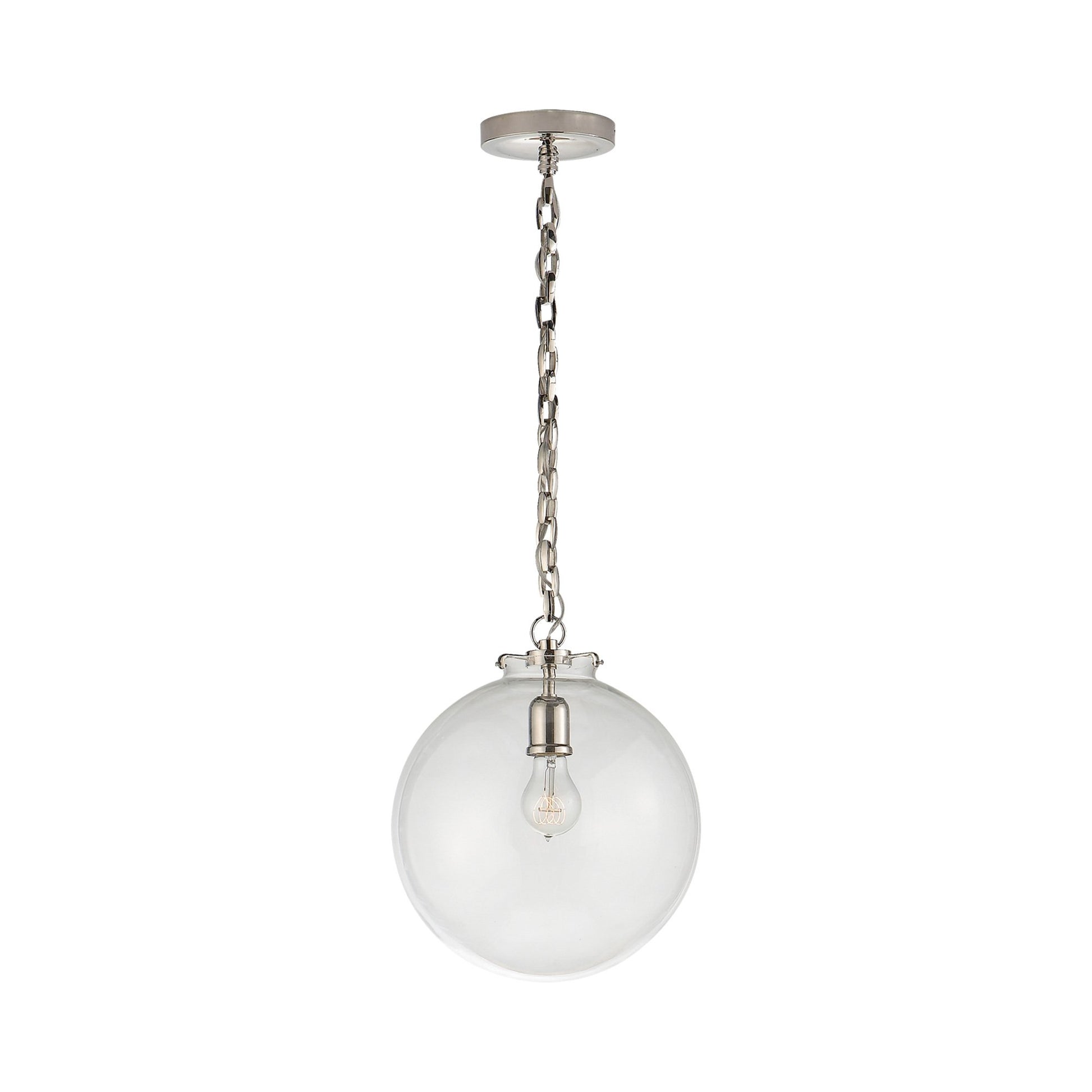 Katie Globe Pendant Light in Polished Nickel (Clear Glass/Small).
