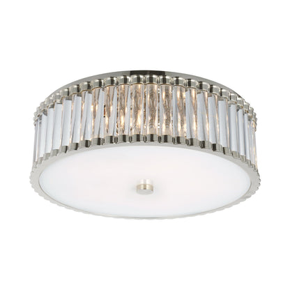 Kean LED Flush Mount Ceiling Light in Polished Nickel (18.25-Inch).