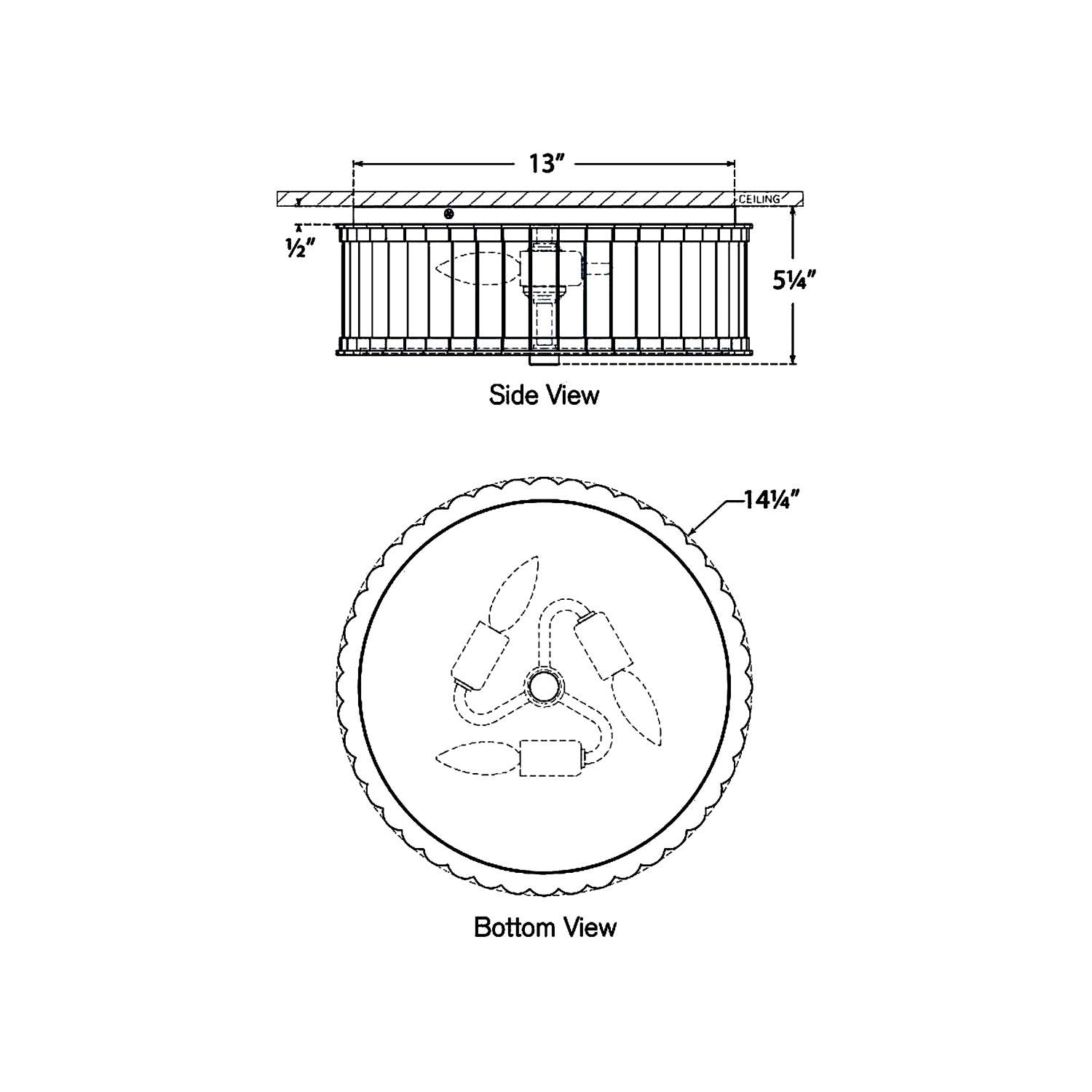 Kean LED Flush Mount Ceiling Light - line drawing.