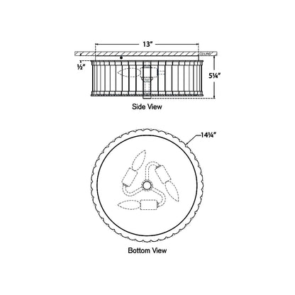 Kean LED Flush Mount Ceiling Light - line drawing.