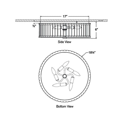 Kean LED Flush Mount Ceiling Light - line drawing.