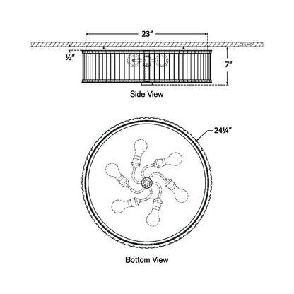 Kean LED Flush Mount Ceiling Light - line drawing.
