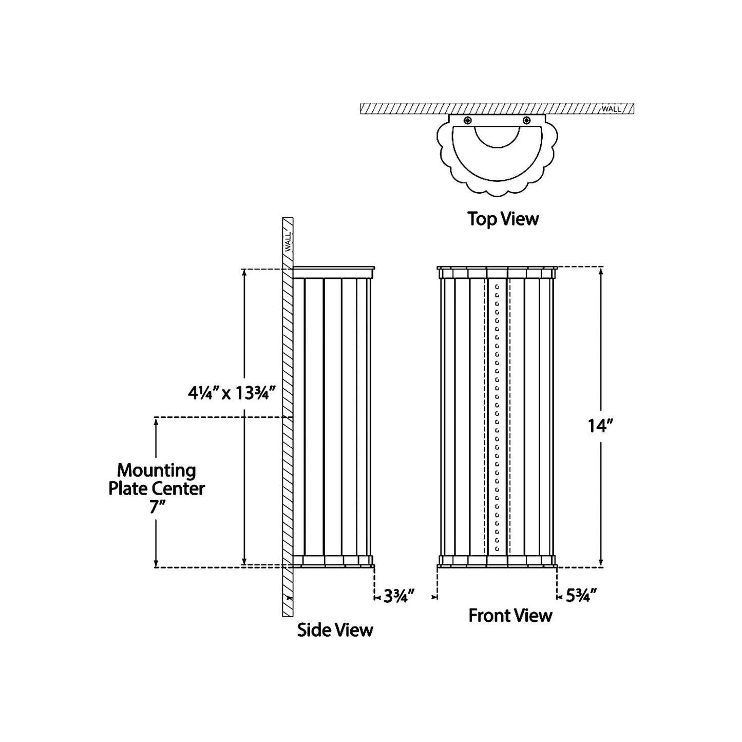 Kean LED Wall Light - line drawing.