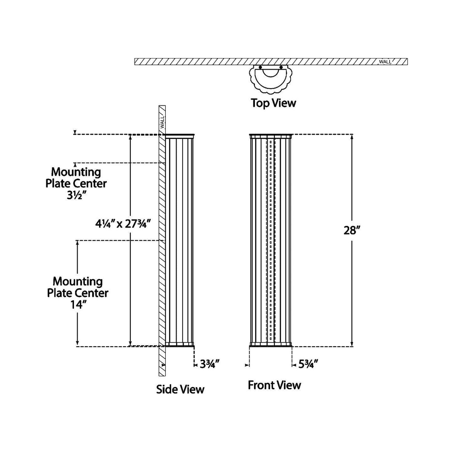 Kean LED Wall Light - line drawing.