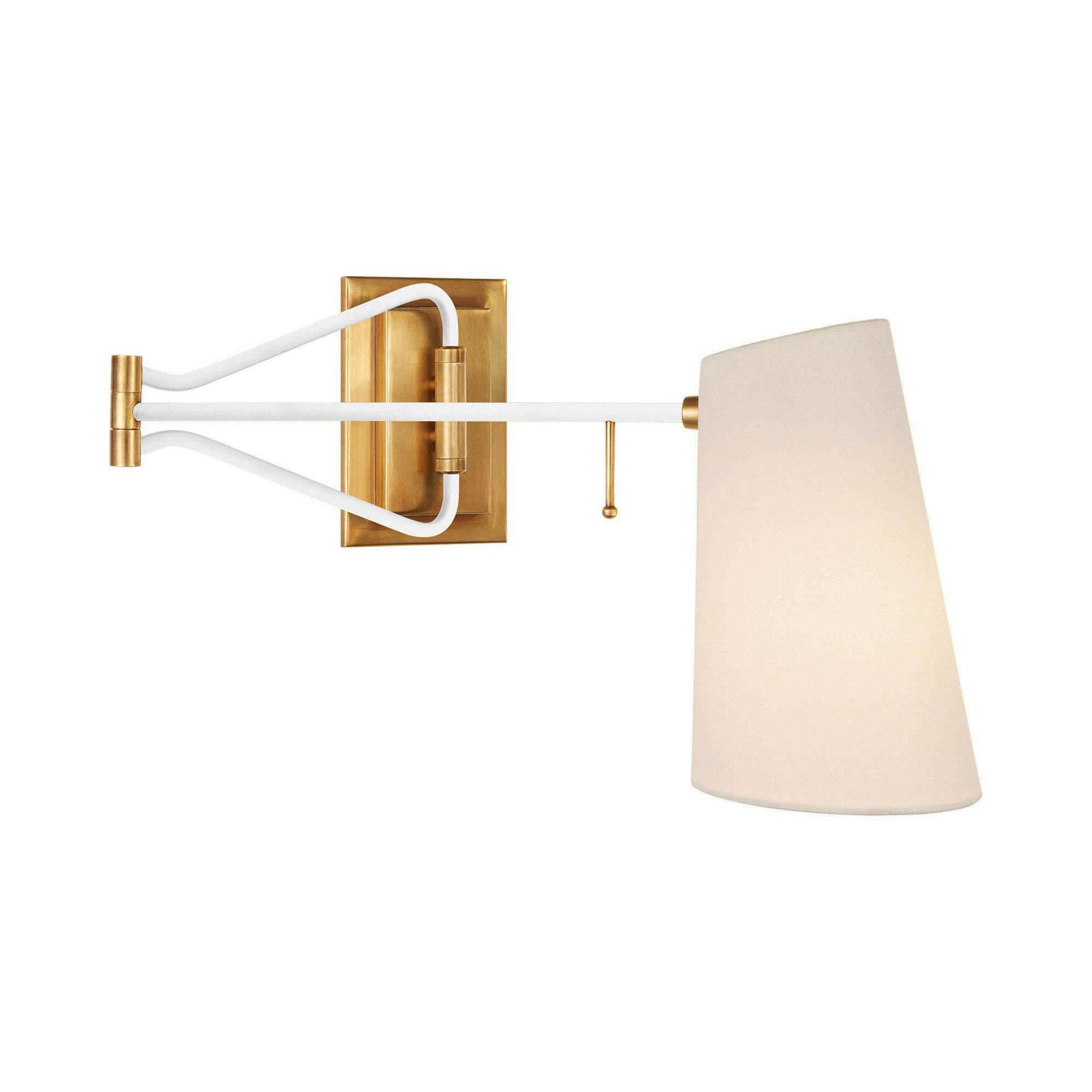 Keil Swing Arm Wall Light in Hand-Rubbed Antique Brass/White (Small).