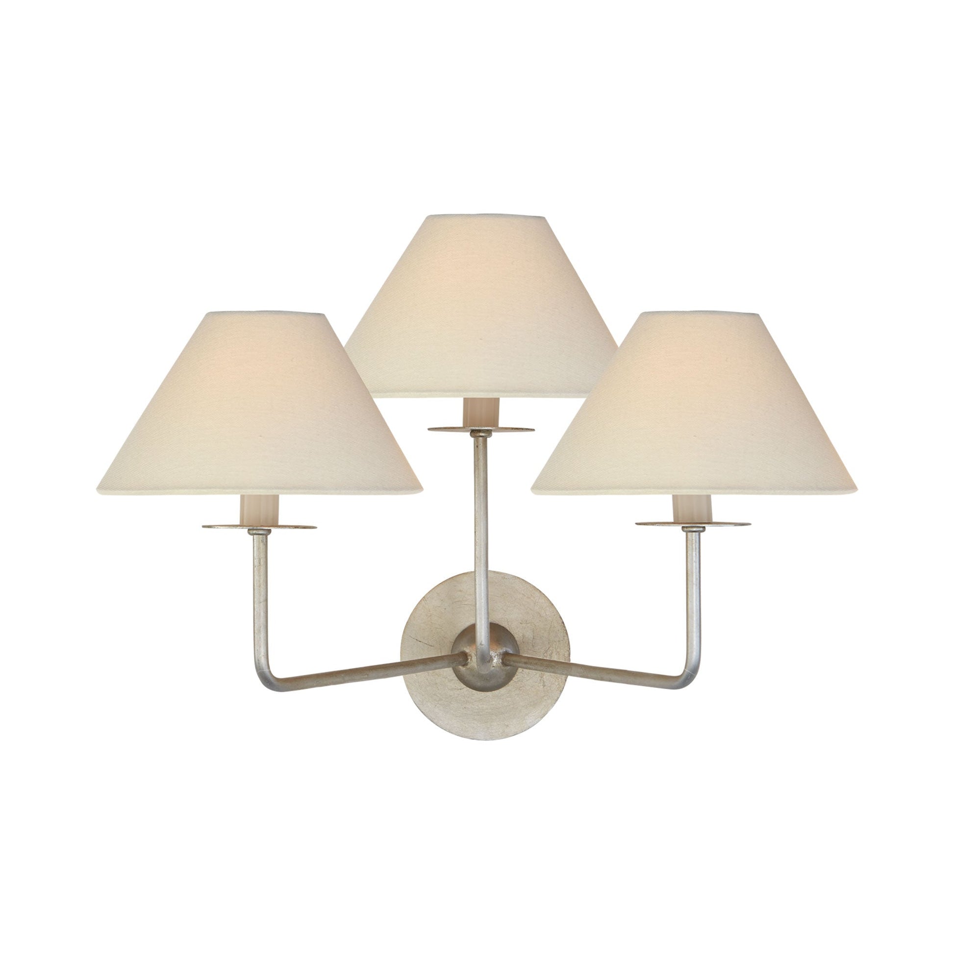 Kelley Triple Wall Light in Burnished Silver Leaf.