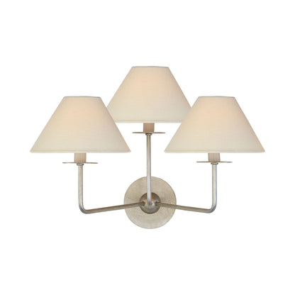 Kelley Triple Wall Light in Burnished Silver Leaf.