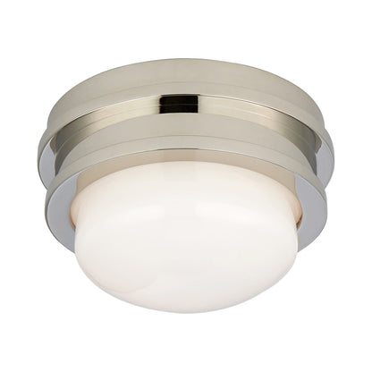 Launceton LED Flush Mount Ceiling Light in Polished Nickel.