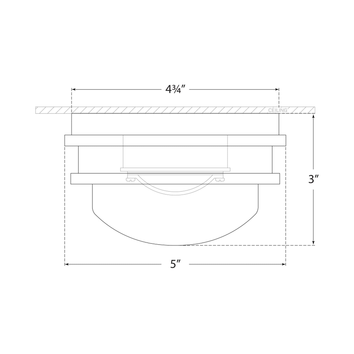 Launceton LED Flush Mount Ceiling Light - line drawing.