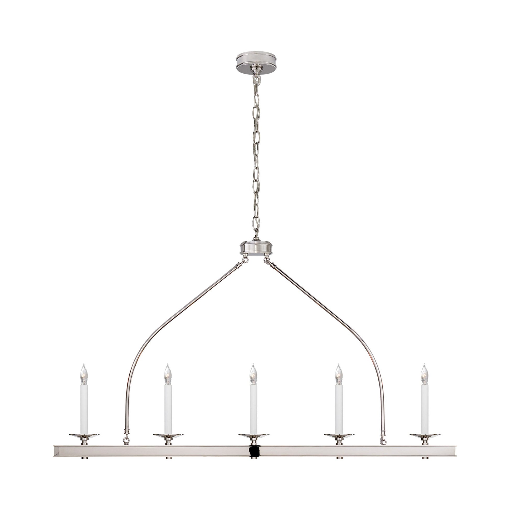Launceton Linear Pendant Light in Polished Nickel.