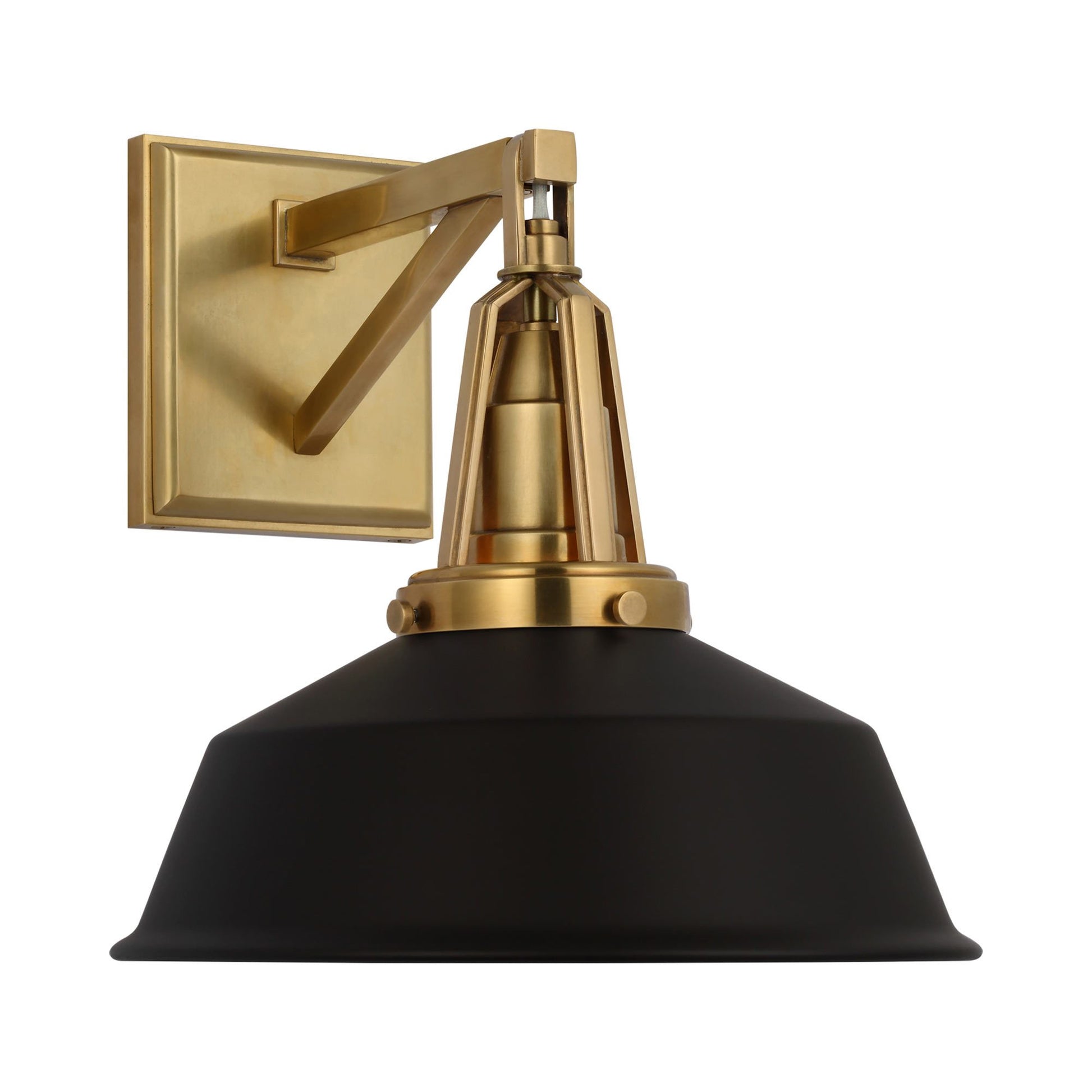 Layton LED Wall Light in Antique-Burnished Brass/Matte Black.