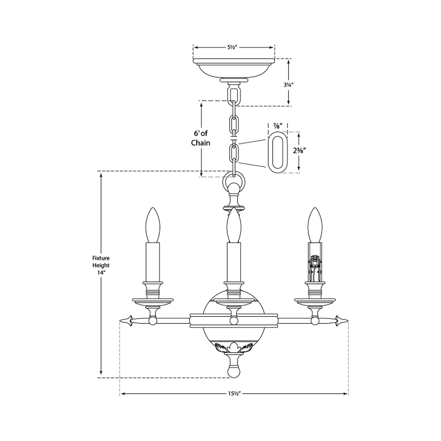 Leaf and Arrow Chandelier - line drawing.
