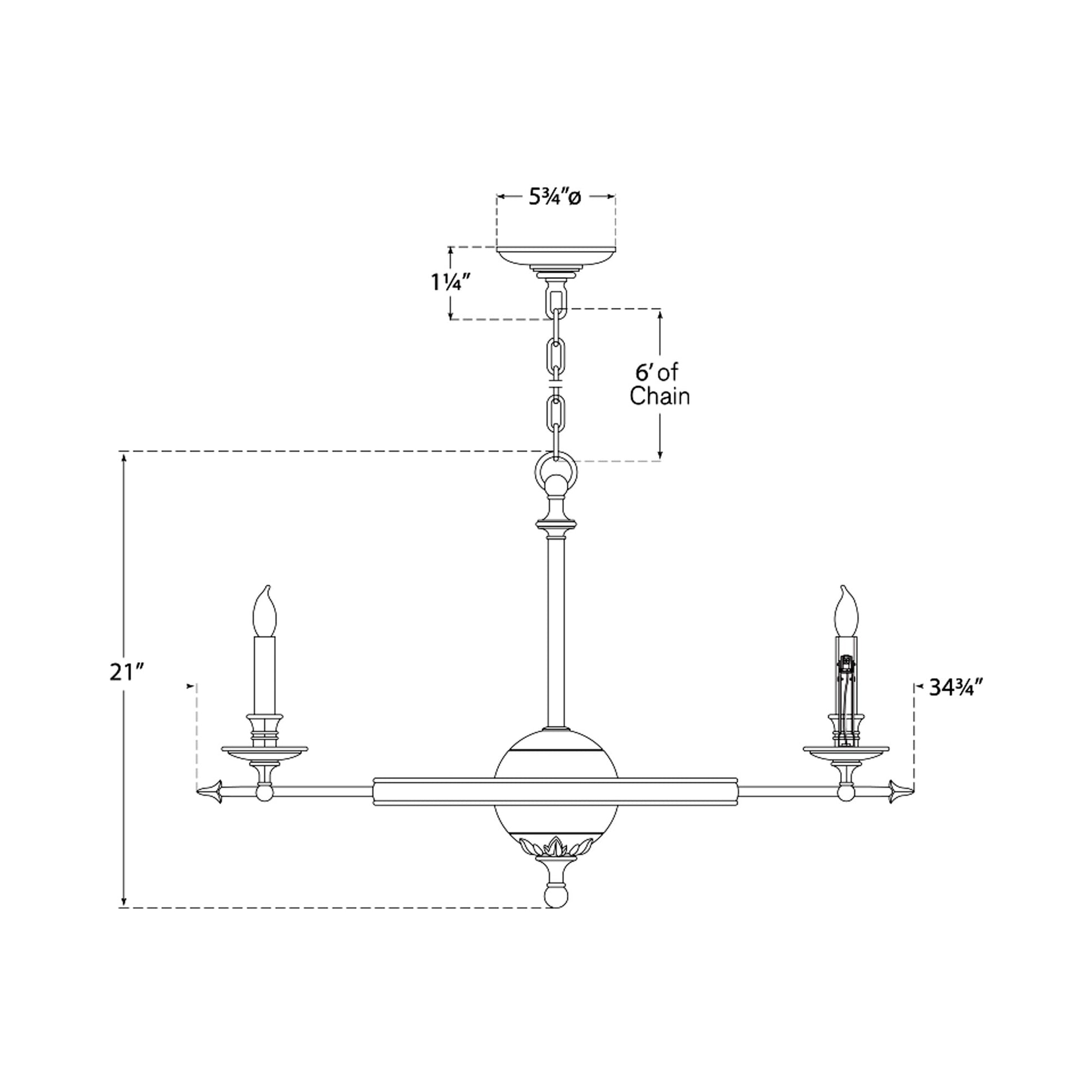 Leaf and Arrow Chandelier - line drawing.