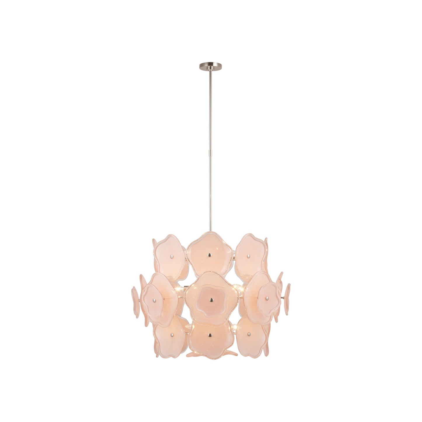 Leighton Chandelier in Polished Nickel/Blush (Large).