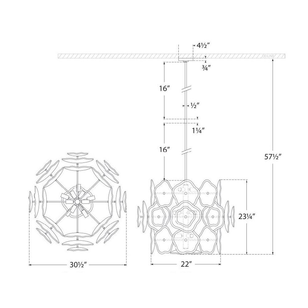 Leighton Chandelier - line drawing.