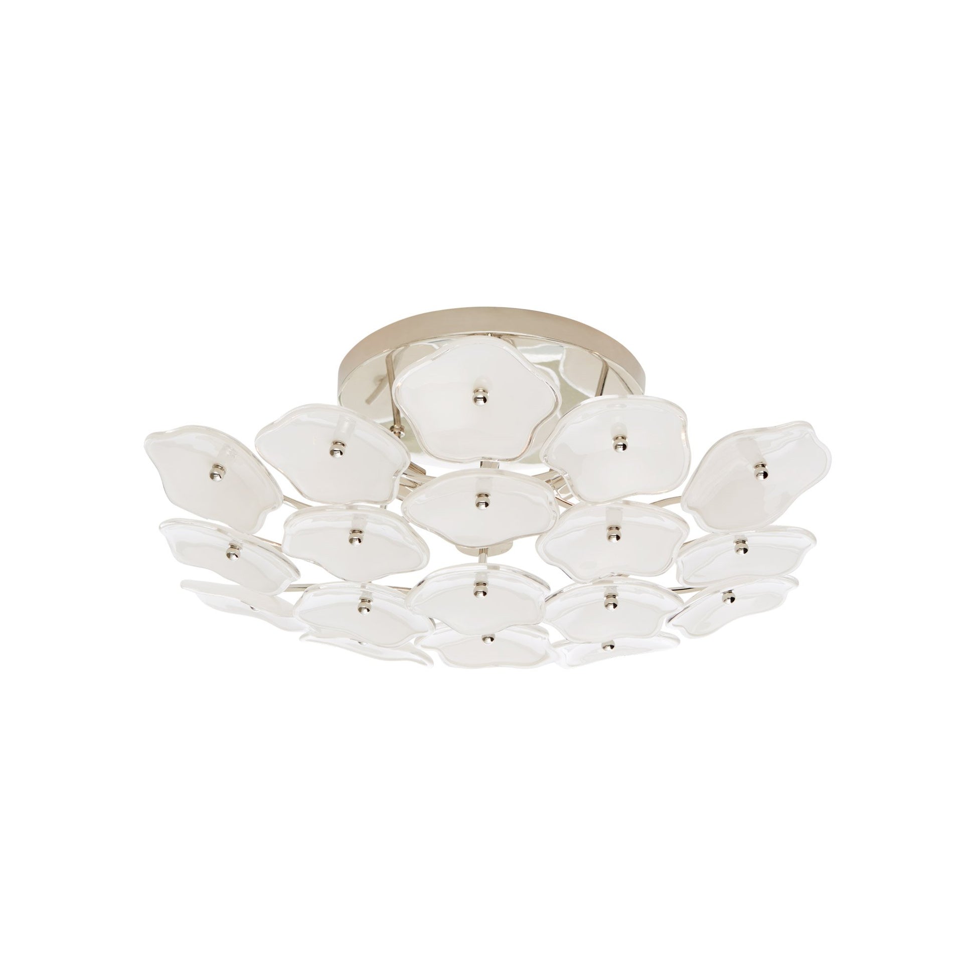 Leighton Flush Mount Ceiling Light in Polished Nickel/Cream (Medium).