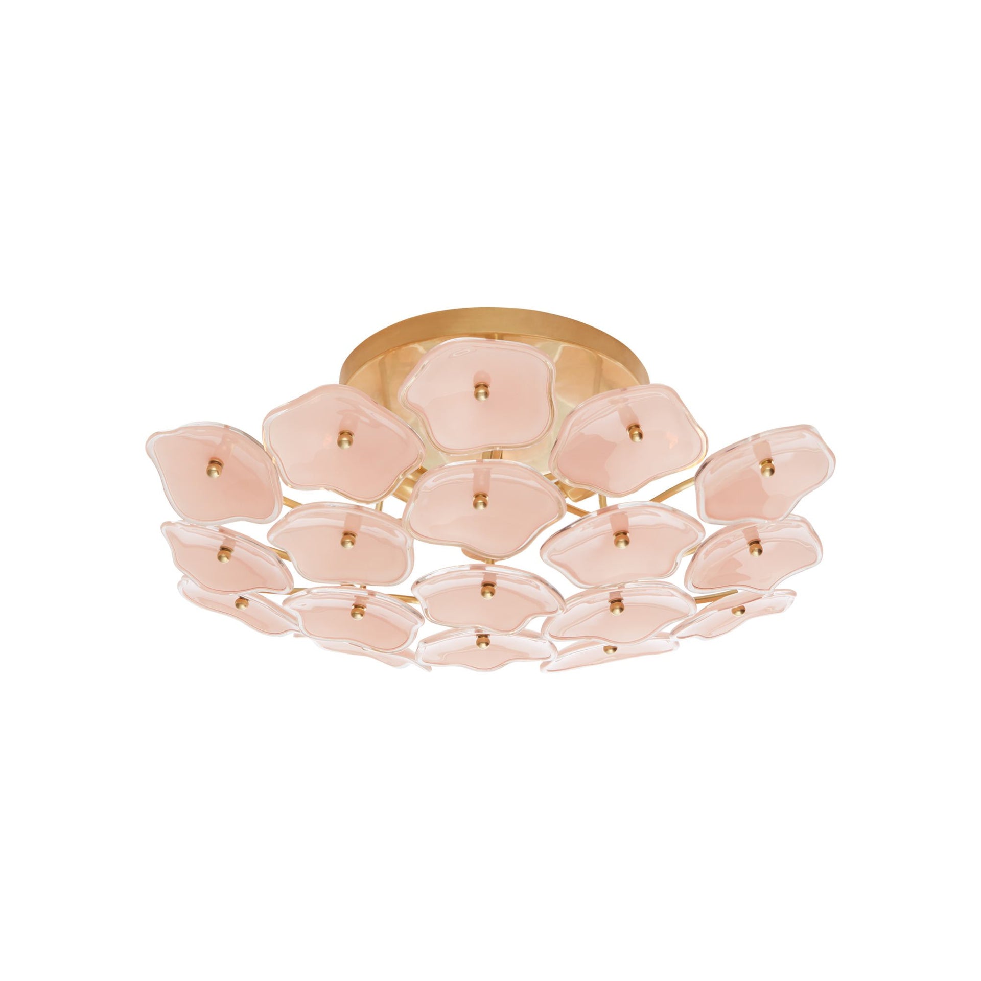 Leighton Soft Brass & Blush Tinted Glass 3-Light Flush Mount