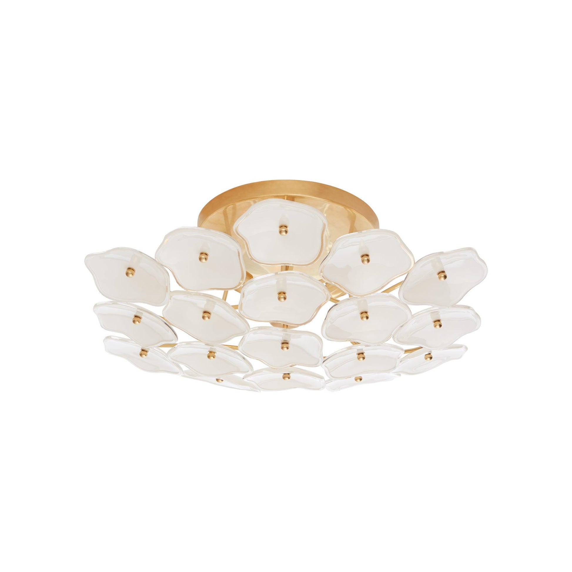 Leighton Flush Mount Ceiling Light in Soft Brass/Cream (Medium).
