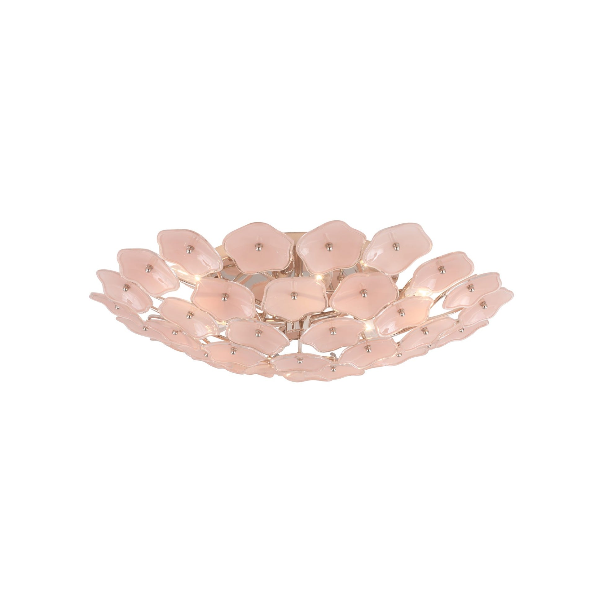 Leighton Flush Mount Ceiling Light in Polished Nickel/Blush (Large).