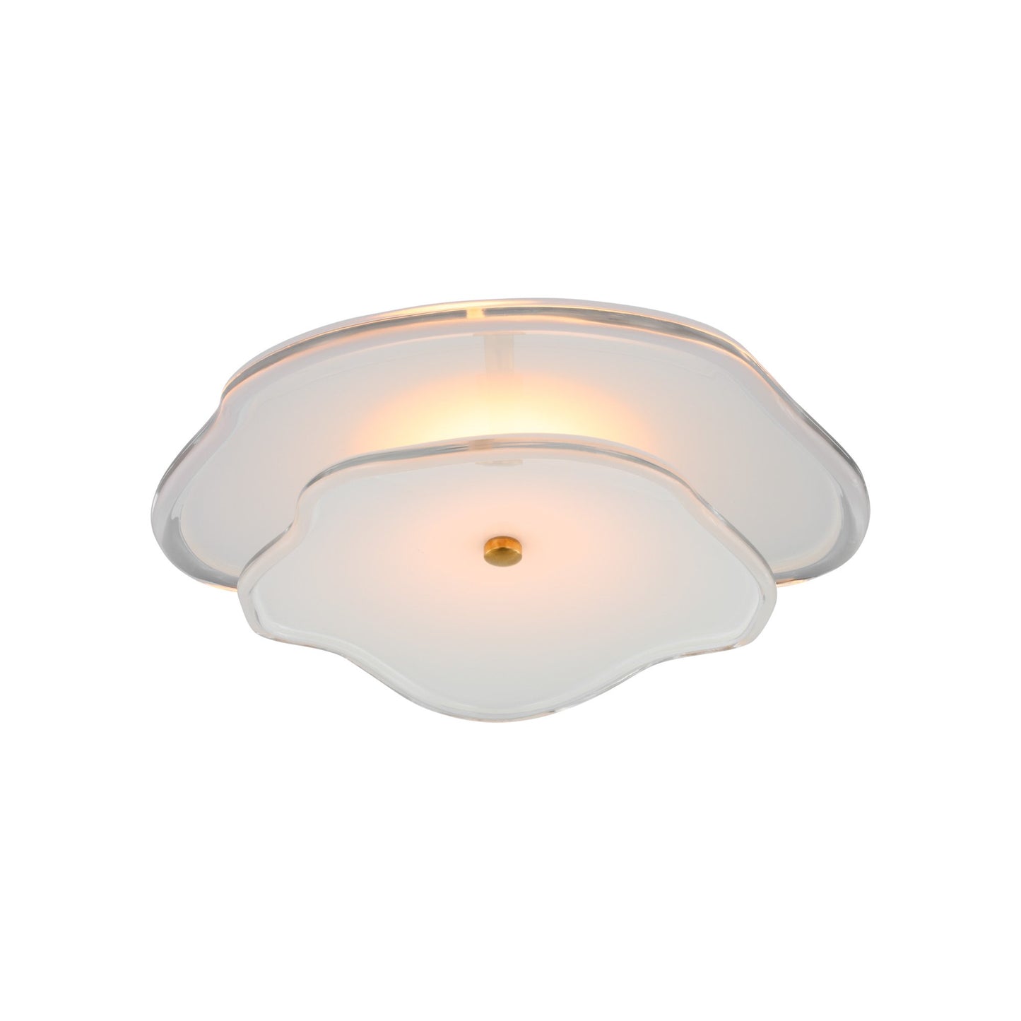 Leighton Layered LED Flush Mount Ceiling Light in Soft Brass/Cream (Large).