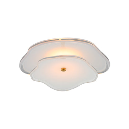 Leighton Layered LED Flush Mount Ceiling Light in Soft Brass/Cream (Large).