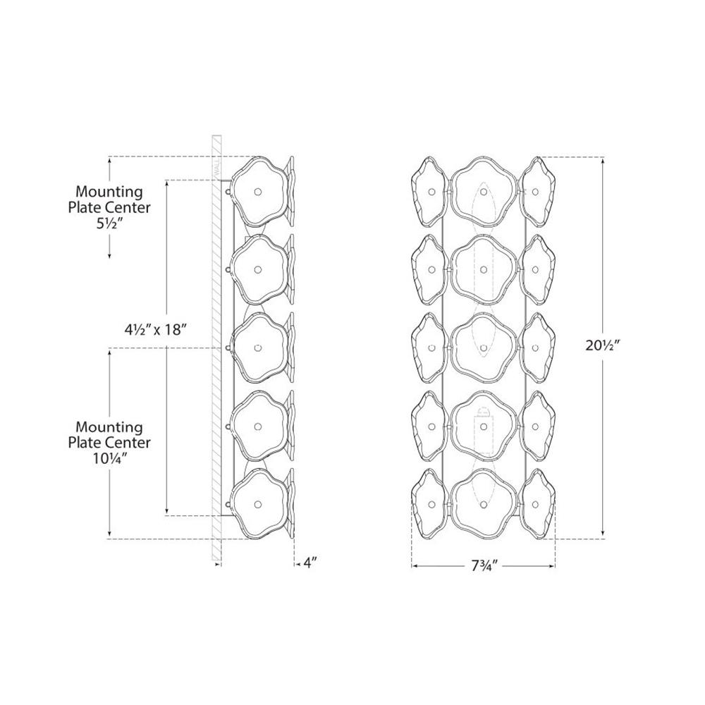 Leighton Wall Light - line drawing.