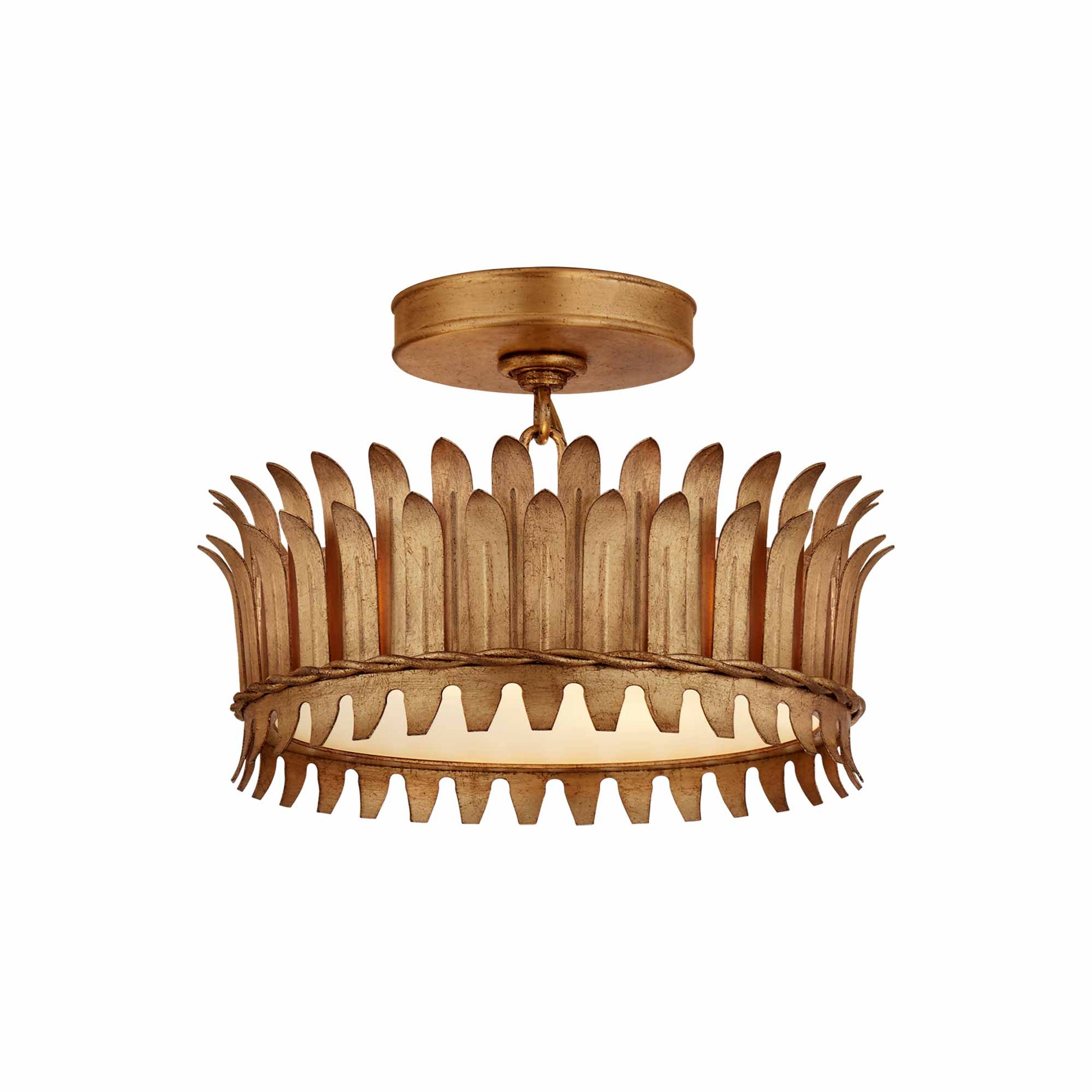 Leslie LED Semi Flush Mount Ceiling Light in Gilded Iron (Small).