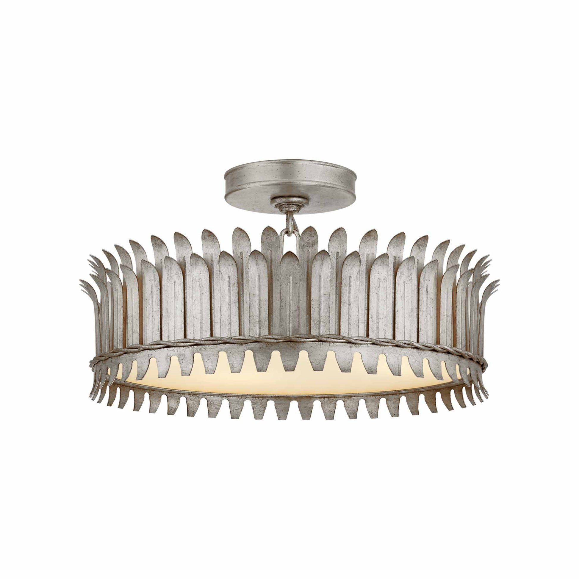 Leslie LED Semi Flush Mount Ceiling Light in Burnished Silver Leaf (Medium).