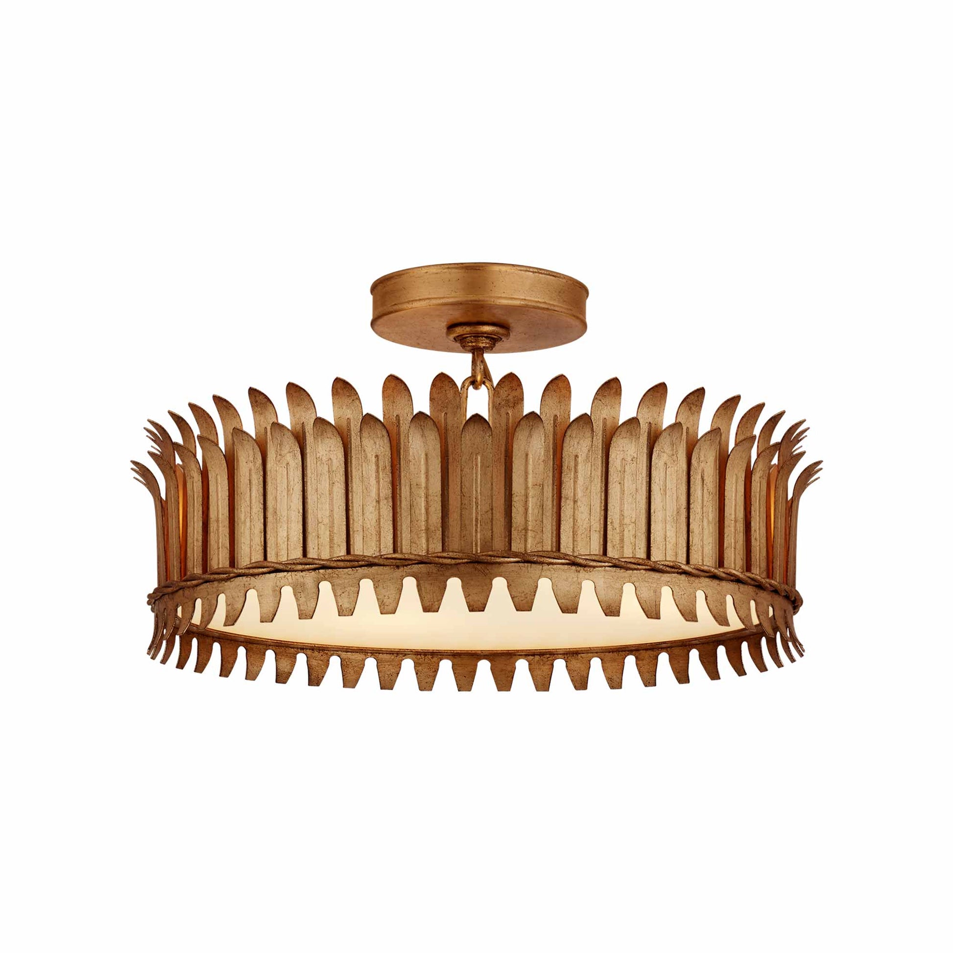 Leslie LED Semi Flush Mount Ceiling Light in Gilded Iron (Medium).