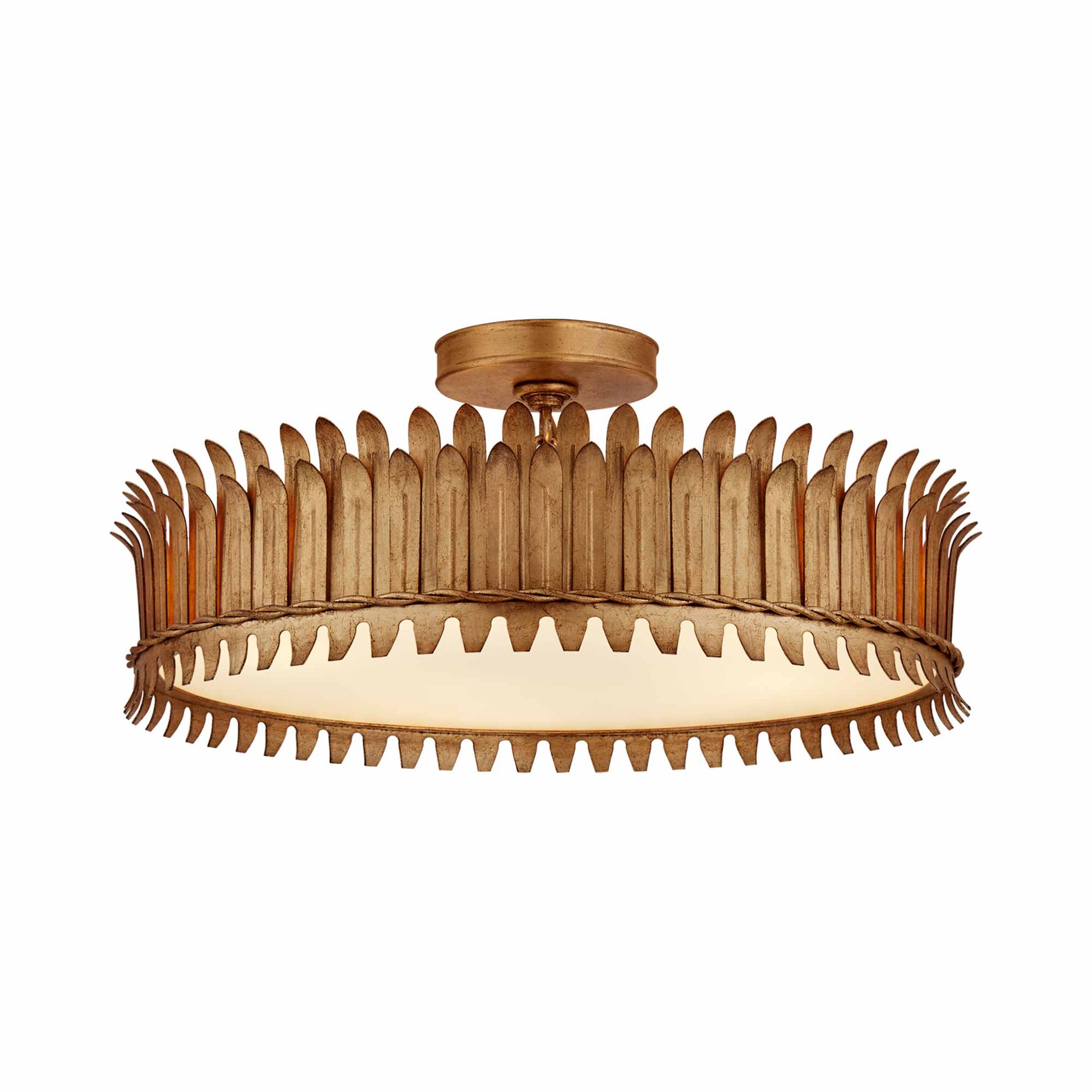 Leslie LED Semi Flush Mount Ceiling Light in Gilded Iron (Large).