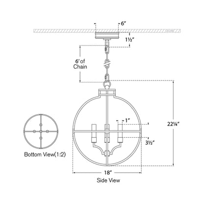 Lexie LED Pendant Light - line drawing.