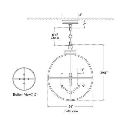 Lexie LED Pendant Light - line drawing.