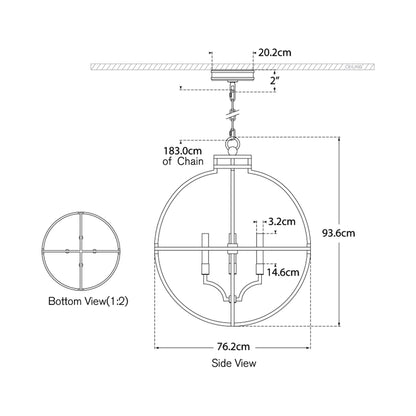 Lexie LED Pendant Light - line drawing.