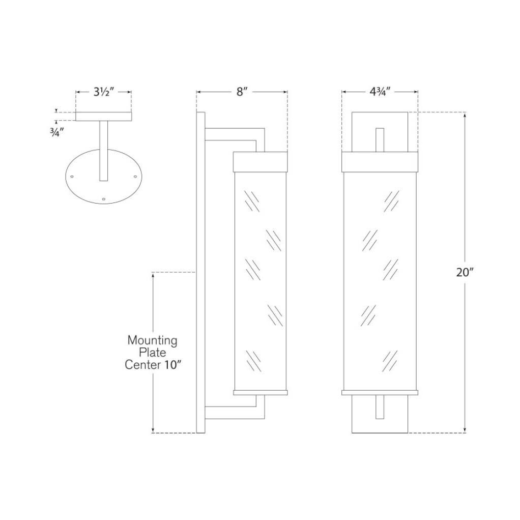 Liaison Bracketed Wall Light - line drawing.