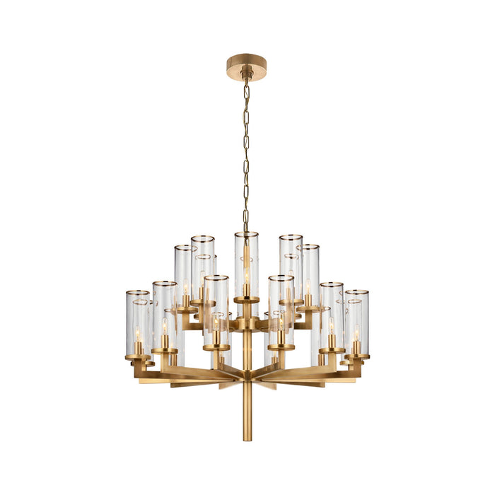 Liaison Chandelier in Double/Antique-Burnished Brass/Clear.