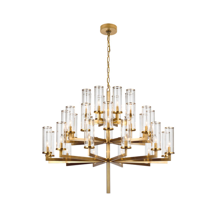 Liaison Chandelier in Triple/Antique-Burnished Brass/Clear.