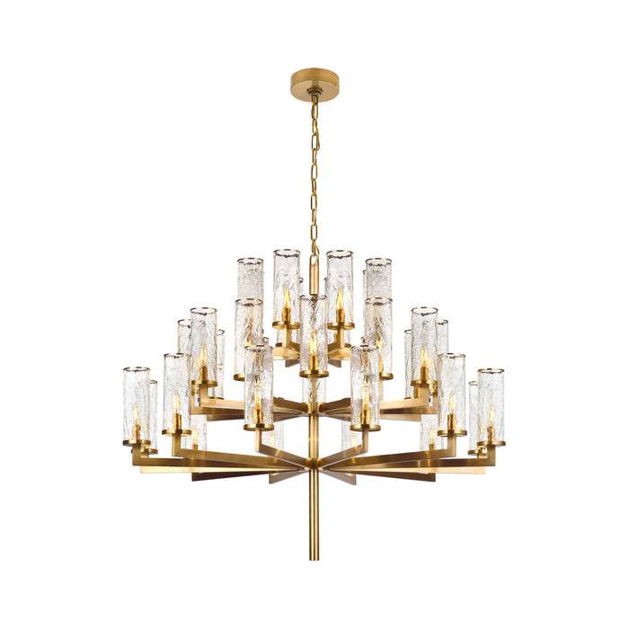 Liaison Chandelier in Triple/Antique-Burnished Brass/Crackle.
