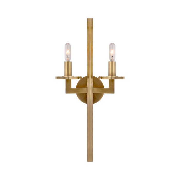 Liaison Double Wall Light in Antique-Burnished Brass/No Option.