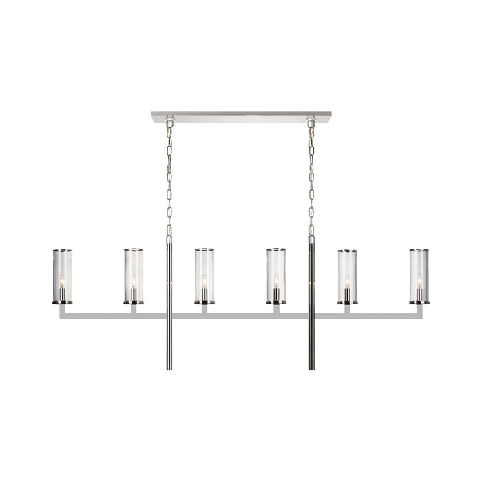 Liaison Linear Pendant Light in Polished Nickel/Clear.