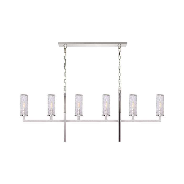 Liaison Linear Pendant Light in Polished Nickel/Crackle.