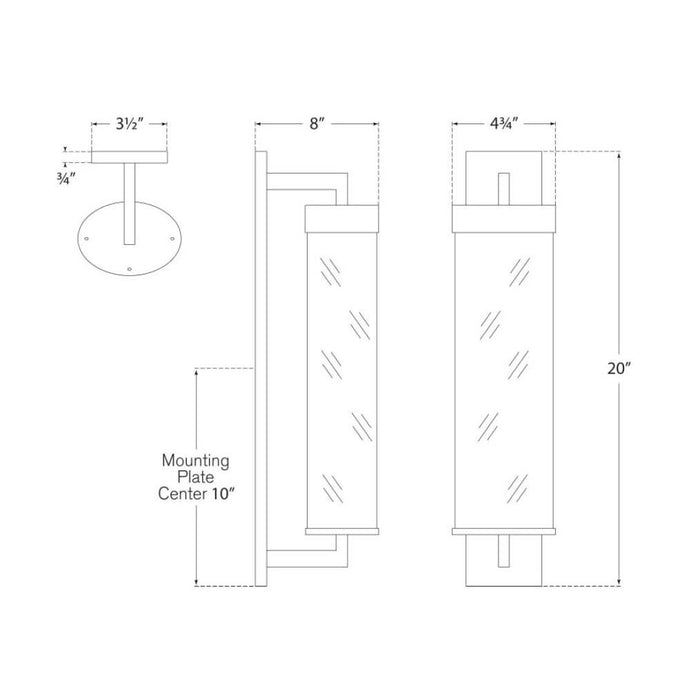 Liaison Outdoor Wall Light - line drawing.