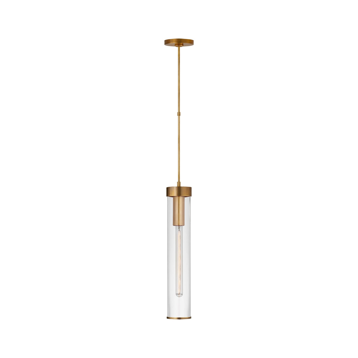 Liaison Pendant Light in Long/Antique-Burnished Brass/Clear.