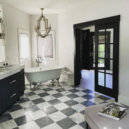 Lido Chandelier in bathroom.