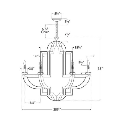 Lido Chandelier - line drawing.